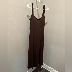 OGL Chocolate Brown ribbed knit maxi dress